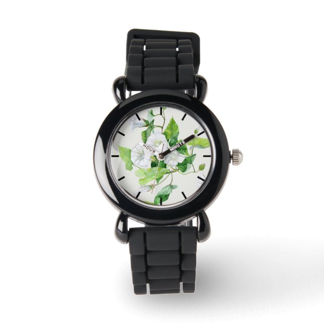 Winde witte bloem horloge (Voorkant)
