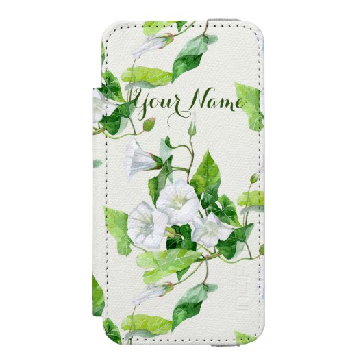Winde witte bloem incipio iPhone portemonnee hoesje (Voorkant Agenda)