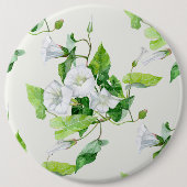Winde witte bloem ronde button 6,0 cm (Voorkant)