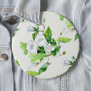 Winde witte bloem ronde button 6,0 cm