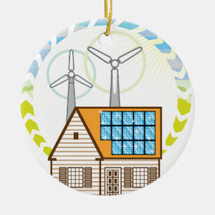 Winden op zonne-energie voor kleine woningen keramisch ornament