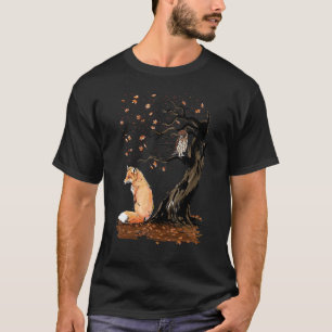 winden van de herfst Cute Fox onder de Herfst van  T-shirt
