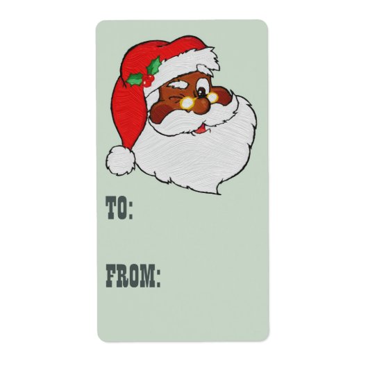  winden zwarte kerstman Art Gift Label (Voorkant)