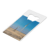 Windenergie en windturbines creditkaart flessenopener (Voorkant Gekanteld)