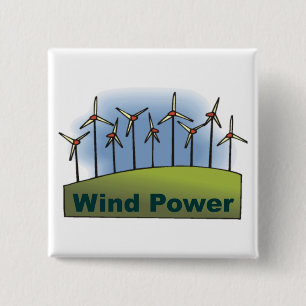 Windenergie Vierkante Button 5,1 Cm