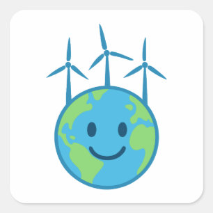 Windenergie voor schone aarde vierkante sticker