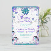 Winder One-Derland Wonderland 1e verjaardag Kaart (Staand voorkant)