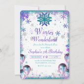 Winder Wonderland Blauwgroen Paarse verjaardagsfee Kaart (Voorkant)