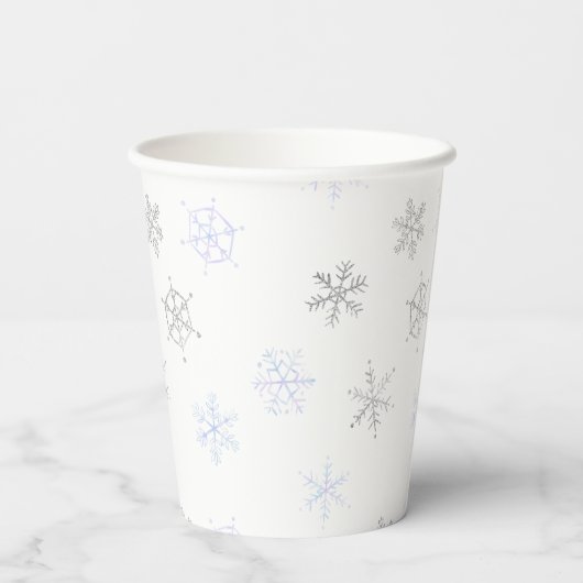 Winder Wonderland Sneeuwvlok Baby shower Papieren Bekers (Achterkant)