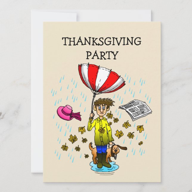 Winderig herfstweer voor een thanksgivingdiner (Voorkant)