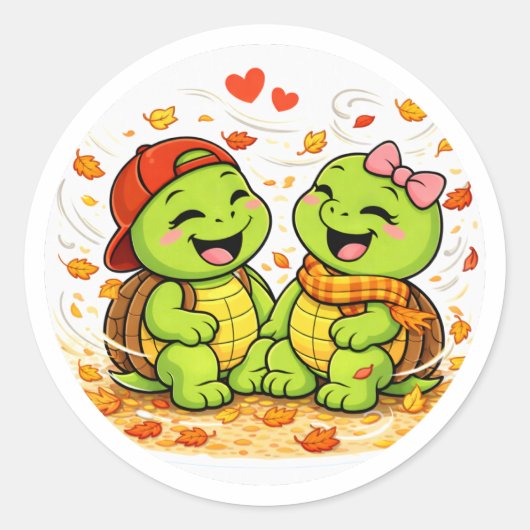 Winderige bladeren ronde sticker (Voorkant)