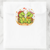 Winderige bladeren ronde sticker (Tas)