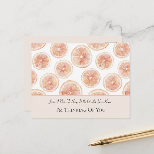 Winderige Grapefruit Denk aan Jou Briefkaart (Voorkant / Achterkant in situ)