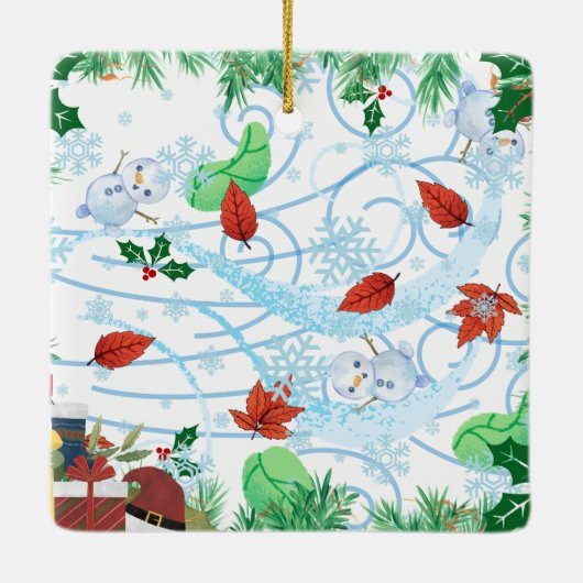 winderige kerst keramisch ornament (Achterkant)