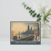 Winderige Stad Kerstreisgroeten Briefkaart (Staand voorkant)
