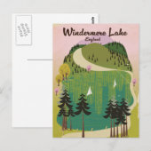 Windermere meer Reisposter Briefkaart (Voorkant / Achterkant)
