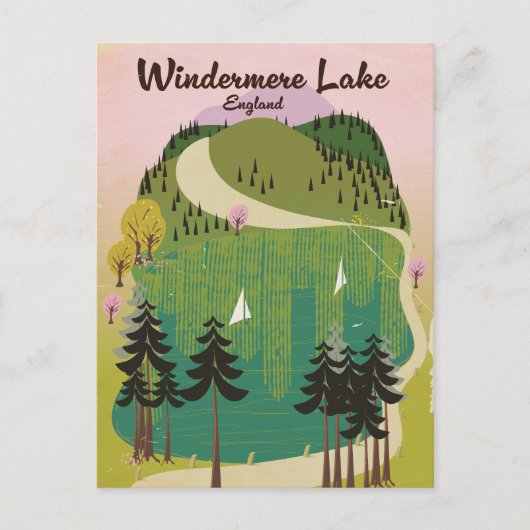 Windermere meer Reisposter Briefkaart (Voorkant)