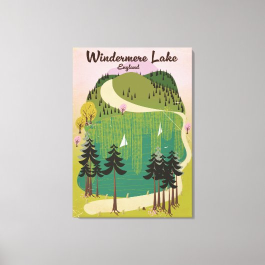 Windermere meer Reisposter Canvas Afdruk (Voorkant)