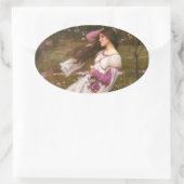 Windflowers door John William Waterhouse Ovale Sticker (Tas)