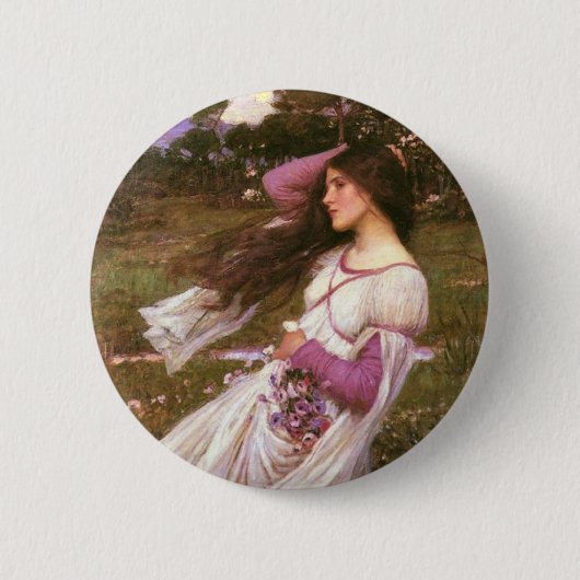 Windflowers door John William Waterhouse Ronde Button 5,7 Cm (Voorkant)