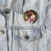 Windflowers door John William Waterhouse Ronde Button 5,7 Cm (In situ)