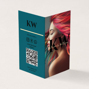 Windgeblazen haar gevouwen Kaart - Modern & Elegan Visitekaartje