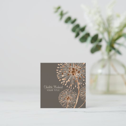 Windgeblazen paardenbloemen Waterverf Vierkante Visitekaartje (Staand voorkant)