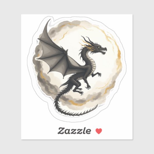 Windgeveegde inktwas Dragon-Sticker Sticker (Vel)