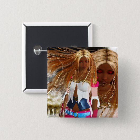 Windglas: Alternatief Vierkante Button 5,1 Cm (Voorkant /achterkant)