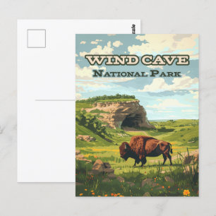 Windgrot Nationaal Park Bison South Dakota Briefkaart
