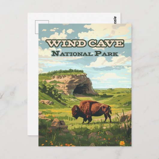 Windgrot Nationaal Park Bison South Dakota Briefkaart (Voorkant / Achterkant)