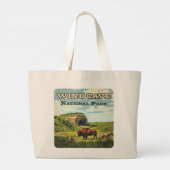 Windgrot Nationaal Park Bison South Dakota Grote Tote Bag (Achterkant)