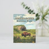 Windgrot Nationaal Park Bison South Dakota Kaart (Staand voorkant)