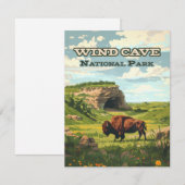 Windgrot Nationaal Park Bison South Dakota Kaart (Voorkant / Achterkant)