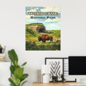 Windgrot Nationaal Park Bison South Dakota Poster (Thuiskantoor)
