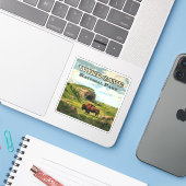 Windgrot Nationaal Park Bison South Dakota Sticker (Laptop met iPhone)