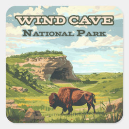 Windgrot Nationaal Park Bison South Dakota Vierkante Sticker