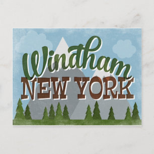 Windham New York Fun Retro Snowy Mountains Briefkaart
