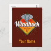 Windhoek Namibië Retro Elephant  Afrika Briefkaart (Voorkant / Achterkant)
