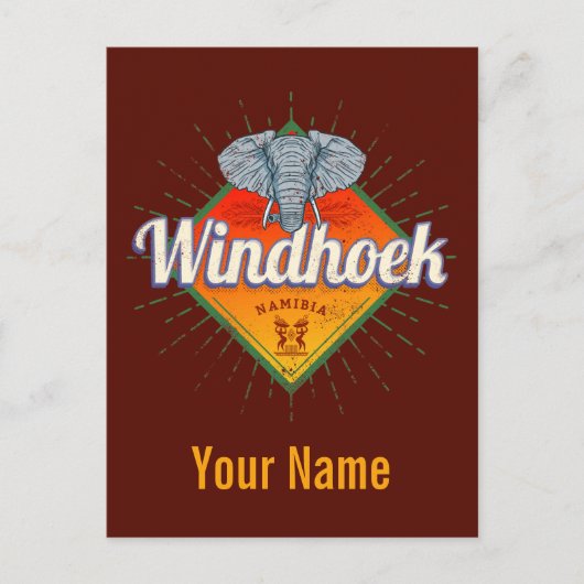 Windhoek Namibië Retro Elephant  Afrika Briefkaart (Voorkant)