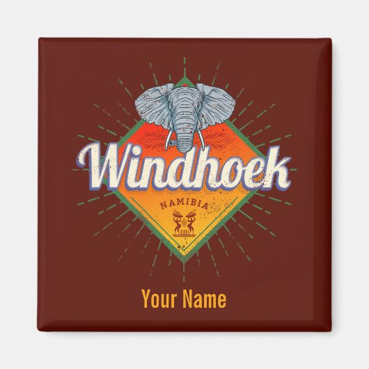 Windhoek Namibië Retro Elephant Afrika Magneet (Voorkant)