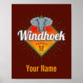 Windhoek Namibië Retro Elephant  Afrika Poster (Voorkant)