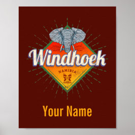 Windhoek Namibië Retro Elephant  Afrika Poster