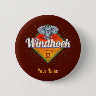 Windhoek Namibië Retro Elephant Afrika Ronde Button 5,7 Cm