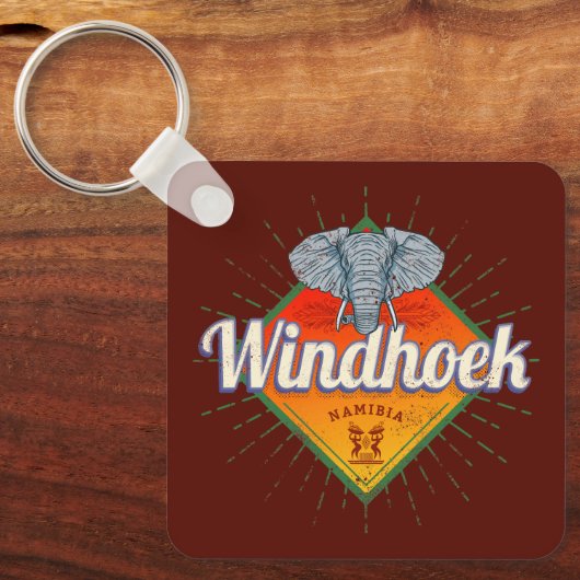 Windhoek Namibië Retro Elephant Afrika Sleutelhanger (Voorkant)