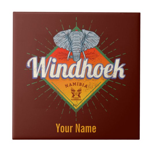 Windhoek Namibië Retro Elephant Afrika Tegeltje (Voorkant)