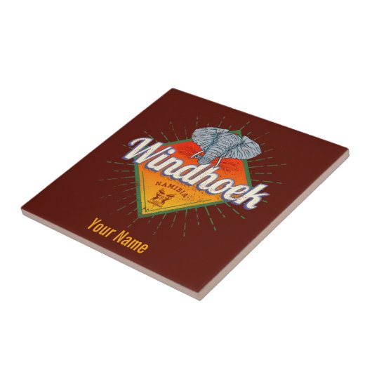 Windhoek Namibië Retro Elephant  Afrika Tegeltje (Zijkant)