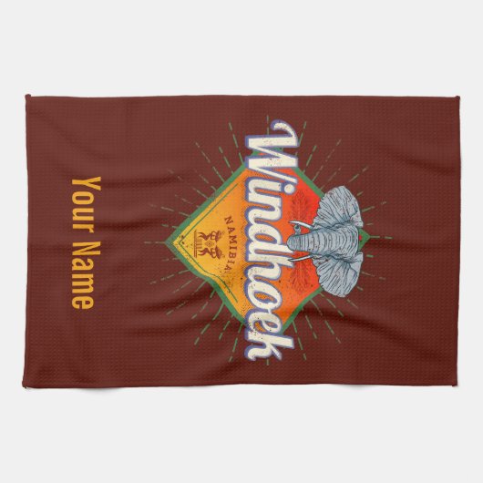 Windhoek Namibië Retro Elephant  Afrika Theedoek (Horizontaal)