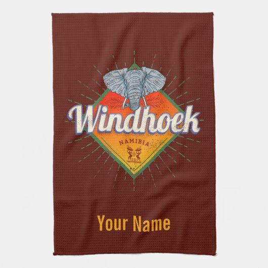 Windhoek Namibië Retro Elephant Afrika Theedoek (Verticaal)