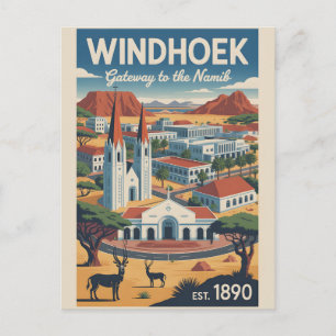 Windhoek Namibië Retro Reisposter Kunst Briefkaart